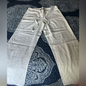 Zac & Rachel linen blend white pants 8 petite pants 28 inseam